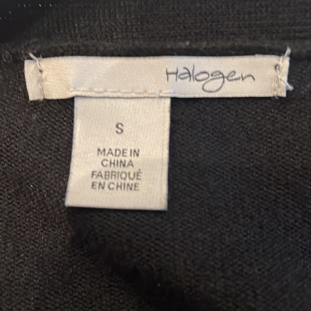 Halogen Long Open Front Duster Sweater Cardigan Ties At Cuffs Black S - Picture 5 of 6